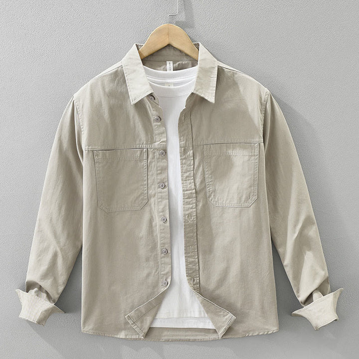 Camicia da uomo a maniche lunghe in puro cotone con tasche e bottoni semplici, motivo Buddha Stones Daily - Abbronzatura - US/UK/AU42, EU52 (3XL) - image 0