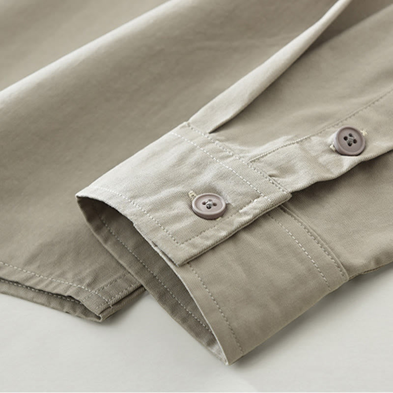 Camicia da uomo a maniche lunghe in puro cotone con tasche e bottoni semplici, motivo Buddha Stones Daily - image 8