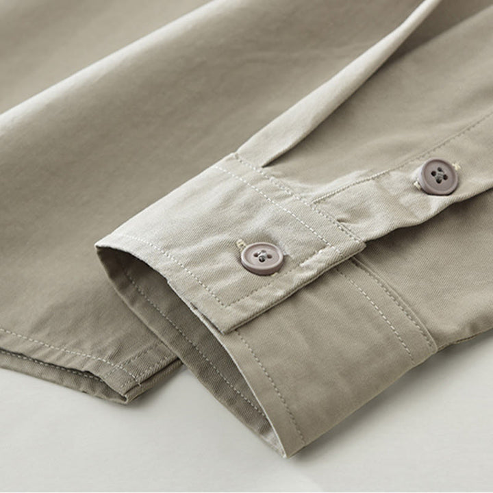 Camicia da uomo a maniche lunghe in puro cotone con tasche e bottoni semplici, motivo Buddha Stones Daily - image 8