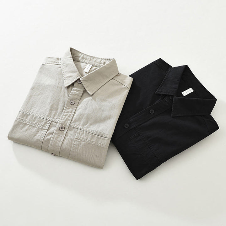 Camicia da uomo a maniche lunghe in puro cotone con tasche e bottoni semplici, motivo Buddha Stones Daily - image 16
