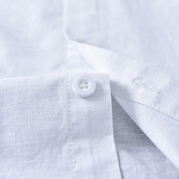 Camicia a maniche lunghe in cotone e lino con colletto rialzato, da uomo, modello Buddha Stones , primavera, colore puro - image 6