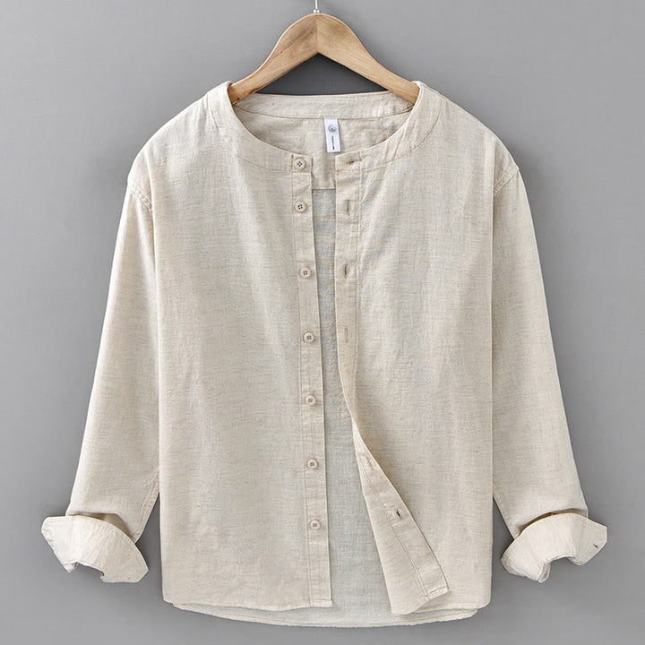 Camicia a maniche lunghe in cotone e lino con colletto rialzato, da uomo, modello Buddha Stones , primavera, colore puro - Biancheria - US/UK/AU42, EU52 (3XL) - image 8