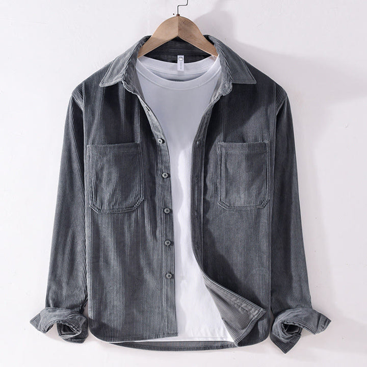 Giacca da uomo a maniche lunghe in velluto a coste con tasche, modello Buddha Stones Spring, semplice e semplice, con bottoni - Grigio scuro - US/UK/AU42, EU52 (3XL) - image 0