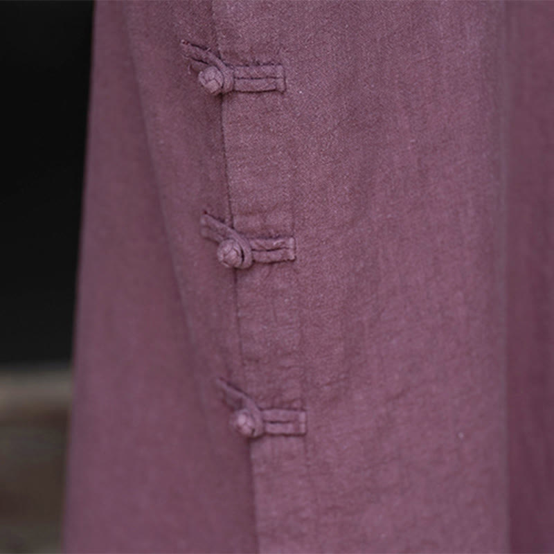 Buddha Stones midi in lino e cotone con maniche lunghe e tasche, motivo cinese a rana, motivo Buddha Stones Fall - image 15