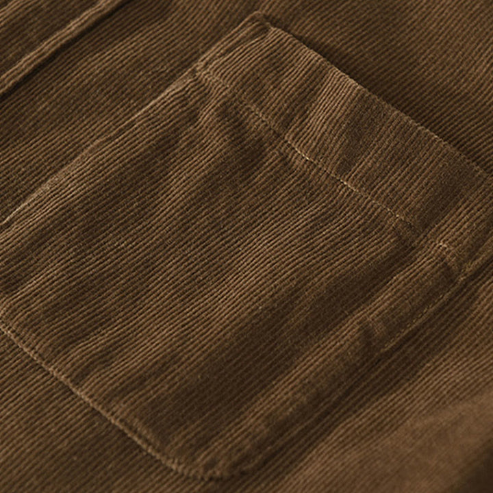 Giacca da uomo in puro cotone a coste con tasche, maniche lunghe, design quotidiano con bottoni semplici Buddha Stones - image 22