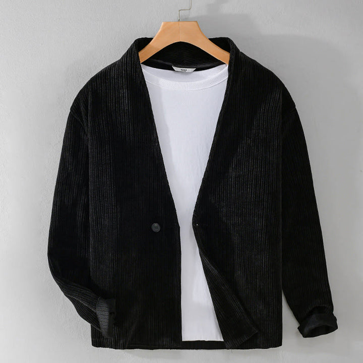 Giacca da uomo a maniche lunghe con scollo a V e motivo a coste semplici Buddha Stones Commute - Nero - US/UK/AU42, EU52 (3XL) - image 13