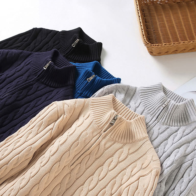 Maglione da uomo in cotone a maniche lunghe con collo alto e cerniera, modello Buddha Stones Winter Textured - image 16