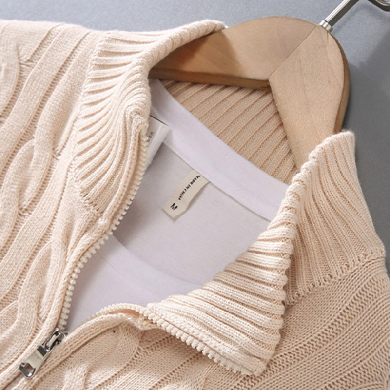 Maglione da uomo in cotone a maniche lunghe con collo alto e cerniera, modello Buddha Stones Winter Textured - image 7