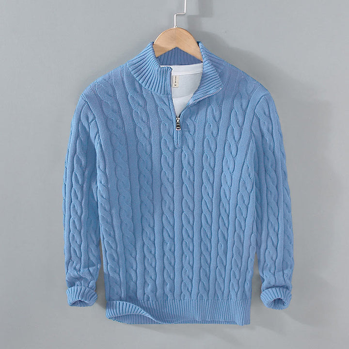 Maglione da uomo in cotone a maniche lunghe con collo alto e cerniera, modello Buddha Stones Winter Textured - Blu fiordaliso - US/UK/AU42, EU52 (3XL) - image 15