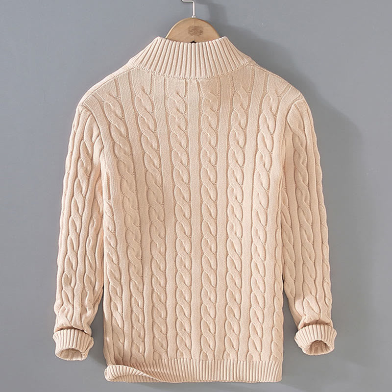 Maglione da uomo in cotone a maniche lunghe con collo alto e cerniera, modello Buddha Stones Winter Textured - image 5