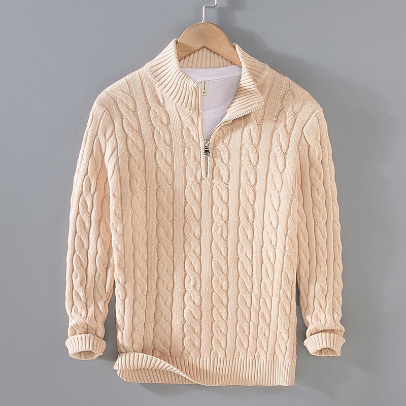 Maglione da uomo in cotone a maniche lunghe con collo alto e cerniera, modello Buddha Stones Winter Textured - LemonChiffon - US/UK/AU42, EU52 (3XL) - image 4