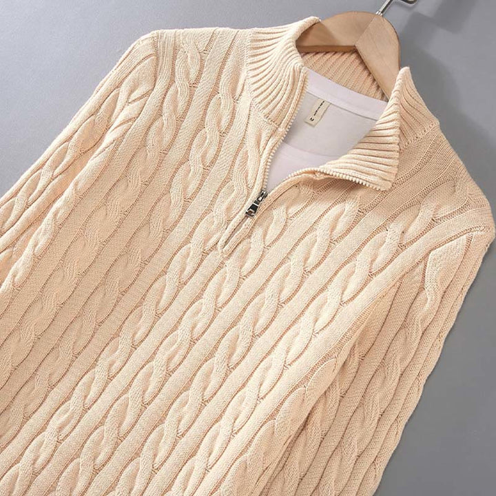 Maglione da uomo in cotone a maniche lunghe con collo alto e cerniera, modello Buddha Stones Winter Textured - image 6