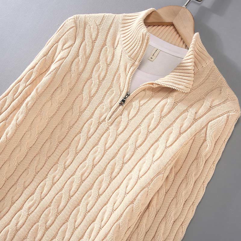 Maglione da uomo in cotone a maniche lunghe con collo alto e cerniera, modello Buddha Stones Winter Textured - image 6