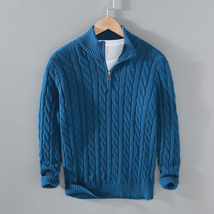Maglione da uomo in cotone a maniche lunghe con collo alto e cerniera, modello Buddha Stones Winter Textured - SteelBlue - US/UK/AU42, EU52 (3XL) - image 14