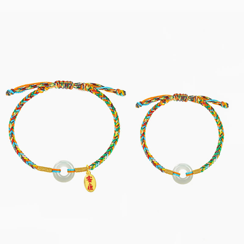 Bracciale in corda colorata in argento sterling 925 con fibbia della pace in giada e Buddha Stones , fatto a mano - image 8