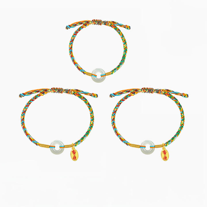 Bracciale in corda colorata in argento sterling 925 con fibbia della pace in giada e Buddha Stones , fatto a mano - image 9
