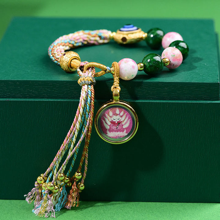 Braccialetto con corda Thangka , Buddha Stones, malocchio tibetano, volpe a nove code, allontana gli spiriti maligni - image 3