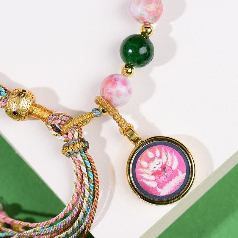 Braccialetto con corda Thangka , Buddha Stones, malocchio tibetano, volpe a nove code, allontana gli spiriti maligni - image 11