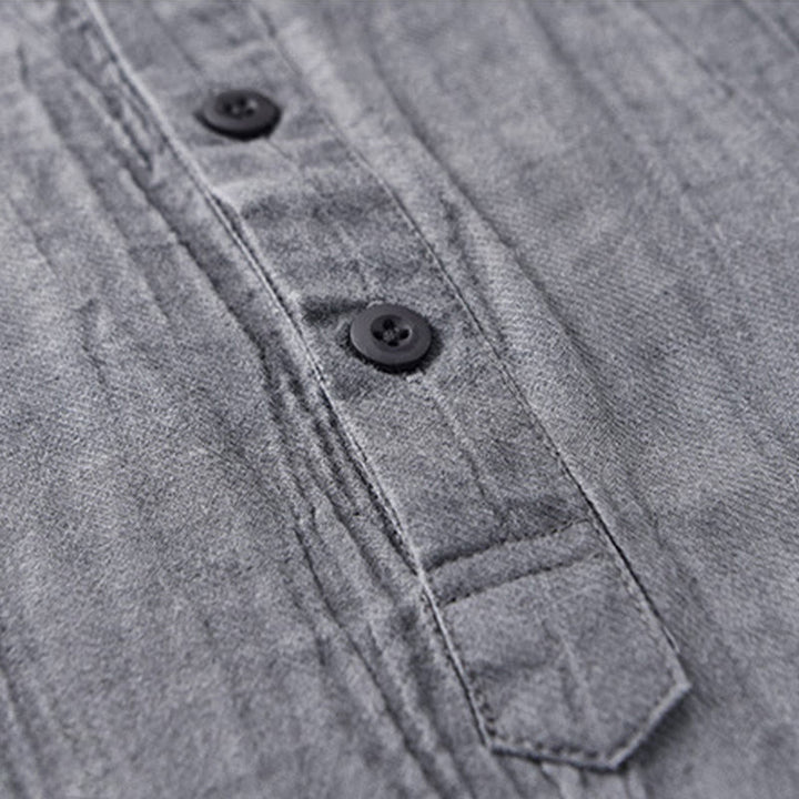 Camicie da uomo in lino ramiè con maniche lunghe e collo alto, bottoni a pressione, motivo Buddha Stones - image 7