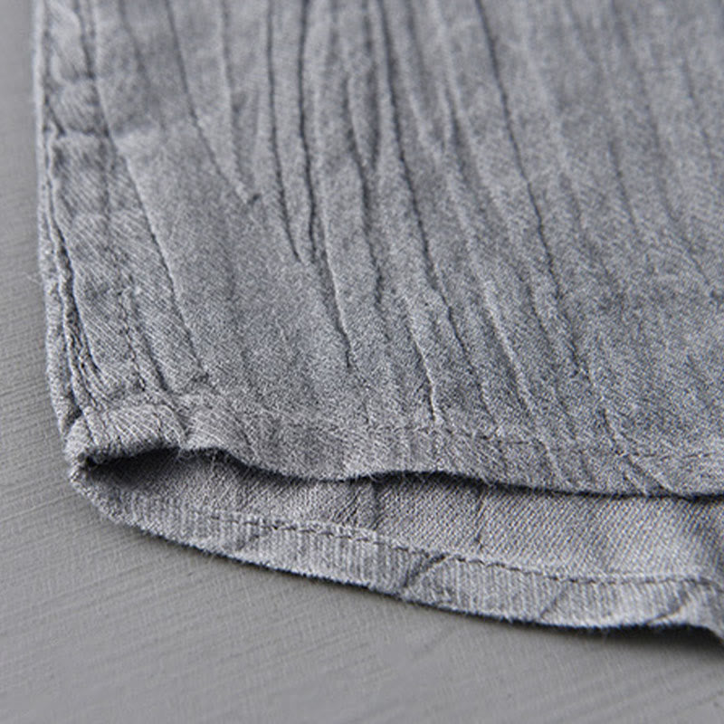 Camicie da uomo in lino ramiè con maniche lunghe e collo alto, bottoni a pressione, motivo Buddha Stones - image 9