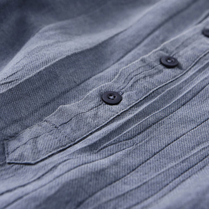 Camicie da uomo in lino ramiè con maniche lunghe e collo alto, bottoni a pressione, motivo Buddha Stones - image 13