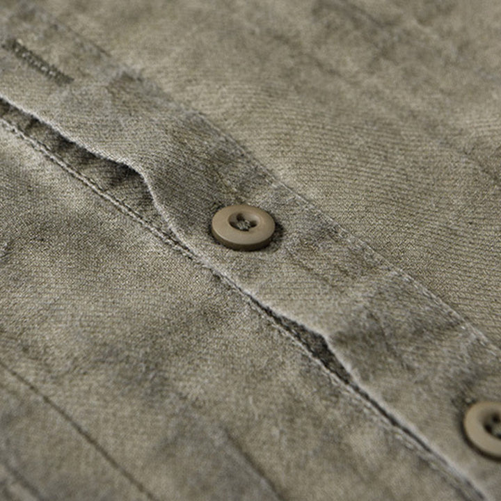 Camicie da uomo in lino ramiè con maniche lunghe e collo alto, bottoni a pressione, motivo Buddha Stones - image 17