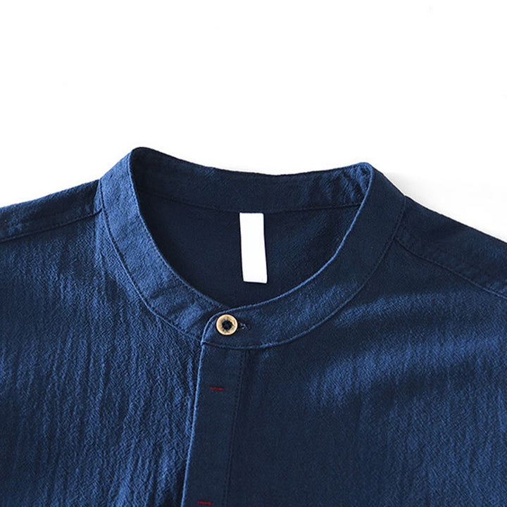 Camicie da uomo in cotone a maniche lunghe con bottoni a tinta unita, modello Buddha Stones, primavera-autunno - image 17