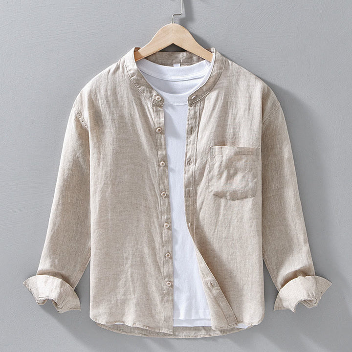 Camicie da uomo in lino con maniche lunghe e bottoni, semplici e autunnali, con Buddha Stones - Biancheria - US/UK/AU42, EU52 (3XL) - image 0