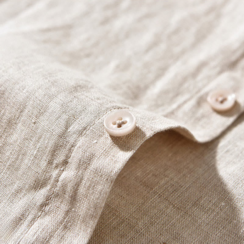 Camicie da uomo in lino con maniche lunghe e bottoni, semplici e autunnali, con Buddha Stones - image 5
