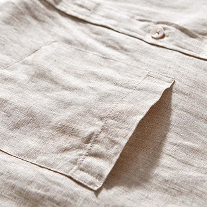 Camicie da uomo in lino con maniche lunghe e bottoni, semplici e autunnali, con Buddha Stones - image 4