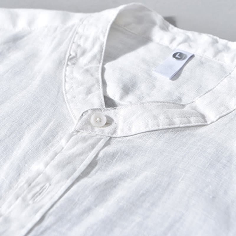 Camicie da uomo in lino con maniche lunghe e bottoni, semplici e autunnali, con Buddha Stones - image 10