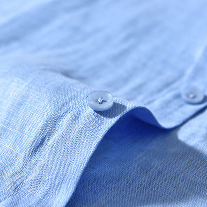 Camicie da uomo in lino con maniche lunghe e bottoni, semplici e autunnali, con Buddha Stones - image 14