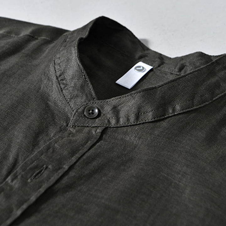 Camicie da uomo in lino con maniche lunghe e bottoni, semplici e autunnali, con Buddha Stones - image 19