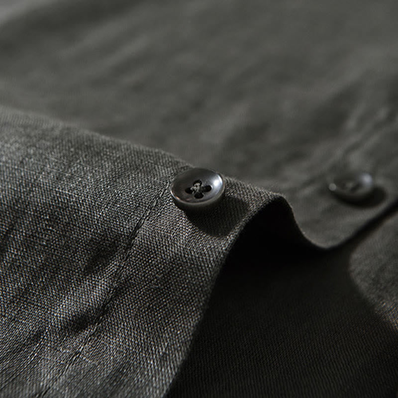 Camicie da uomo in lino con maniche lunghe e bottoni, semplici e autunnali, con Buddha Stones - image 20