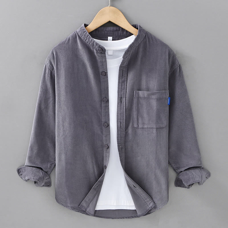 Giacca da uomo a maniche lunghe in velluto a coste di cotone con bottoni semplici Buddha Stones - Grigio - US/UK/AU42, EU52 (3XL) - image 0
