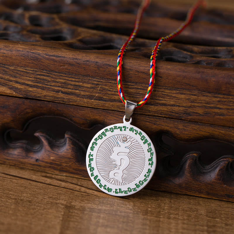 Collana con ciondolo in corda colorata con fede in acciaio al titanio Buddha Stones Bodhisattva Tara - image 1