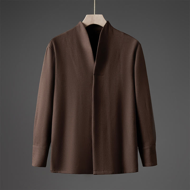 Buddha Stones Camicie da uomo a maniche lunghe con bottoni nascosti, modello a tinta unita autunnale - Siena - US/UK/AU46, EU56 (5XL) - image 15