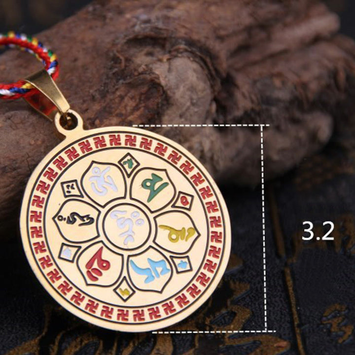 Collana con ciondolo in corda di protezione in acciaio al titanio Buddha Stones colorate Om Mani Padme Hum - D'oro - image 9