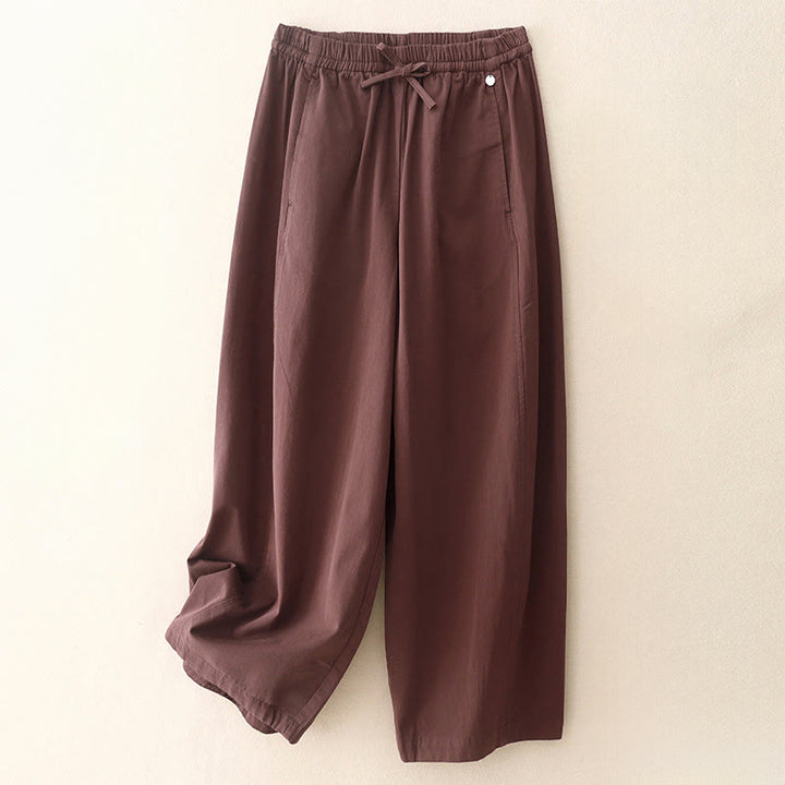 Pantaloni harem da donna in cotone con tasche, lunghezza 7-8, modello Buddha Stones - Rosso scuro - US8-10, UK/AU12-14, EU40-42 (2XL) - image 5