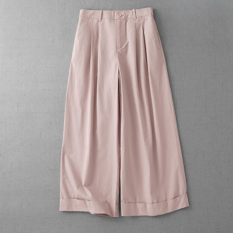 Pantaloni larghi da donna Buddha Stones, casual, in poliestere tinta unita, con tasche, lunghezza 7-8 - Rosa Nebbiosa - US14, UK/AU18, EU46 (2XL) - image 0