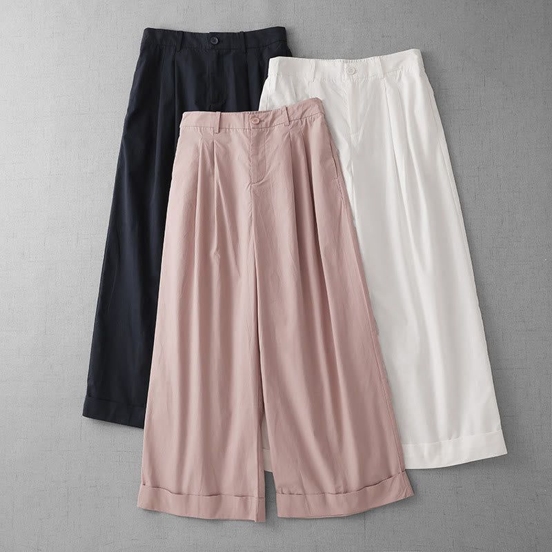 Pantaloni larghi da donna Buddha Stones, casual, in poliestere tinta unita, con tasche, lunghezza 7-8 - image 17