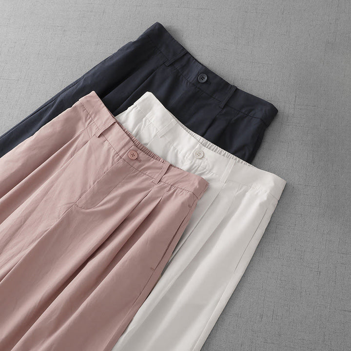 Pantaloni larghi da donna Buddha Stones, casual, in poliestere tinta unita, con tasche, lunghezza 7-8 - image 18