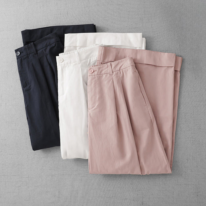 Pantaloni larghi da donna Buddha Stones, casual, in poliestere tinta unita, con tasche, lunghezza 7-8 - image 20
