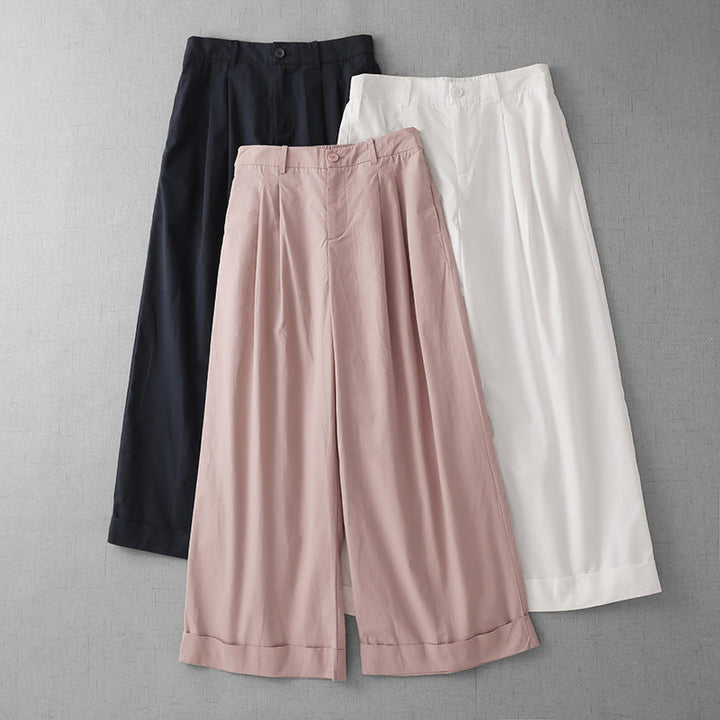 Pantaloni larghi da donna Buddha Stones, casual, in poliestere tinta unita, con tasche, lunghezza 7-8 - image 17