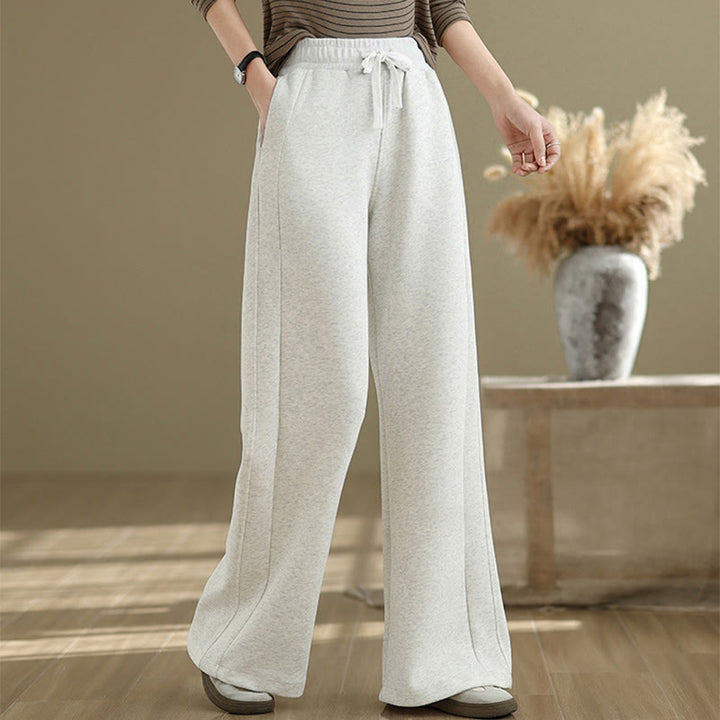 Buddha Stones Pantaloni larghi da donna in cotone casual con tasche - Fumo bianco - US8-10, UK/AU12-14, EU40-42 (2XL) - image 0