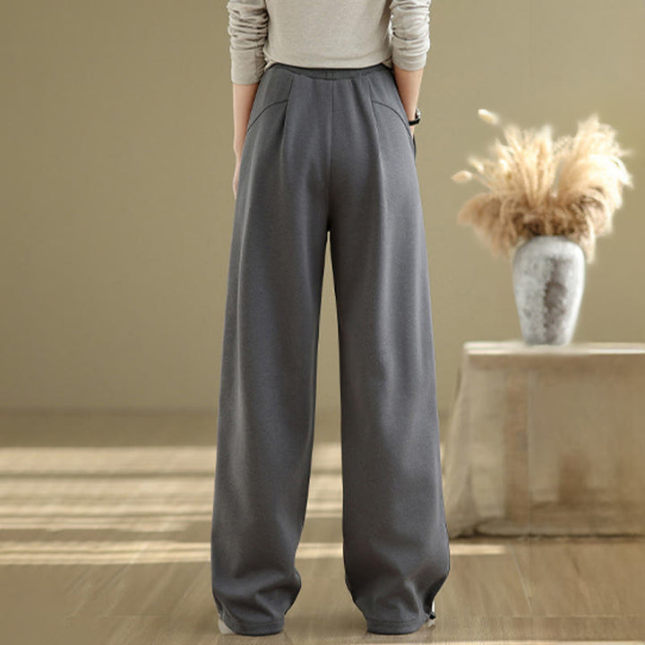 Pantaloni casual da donna in cotone a gamba dritta con tasche Buddha Stones - image 2