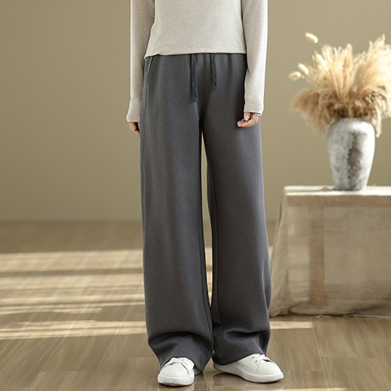 Pantaloni casual da donna in cotone a gamba dritta con tasche Buddha Stones - image 1