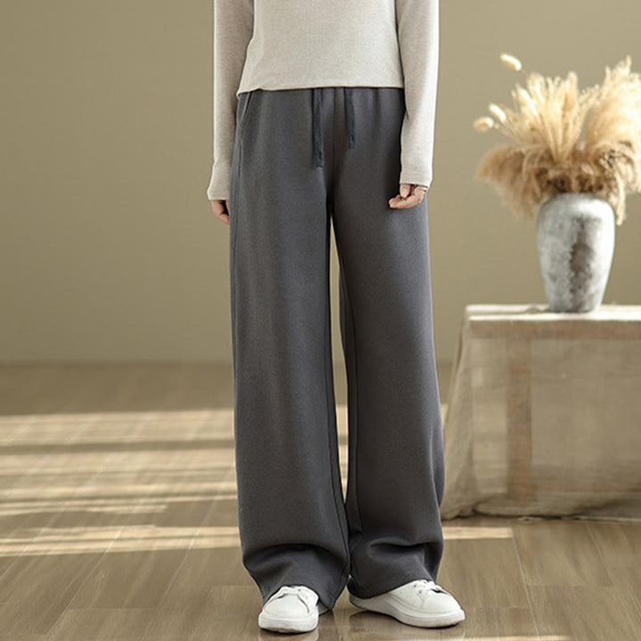 Pantaloni casual da donna in cotone a gamba dritta con tasche Buddha Stones - image 1