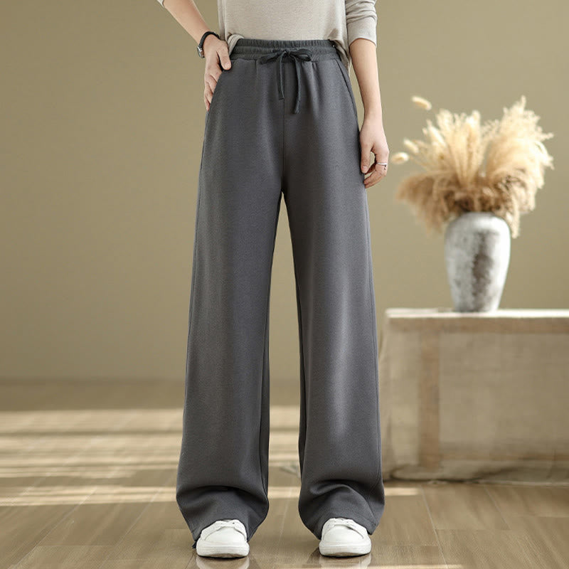Pantaloni casual da donna in cotone a gamba dritta con tasche Buddha Stones - image 3