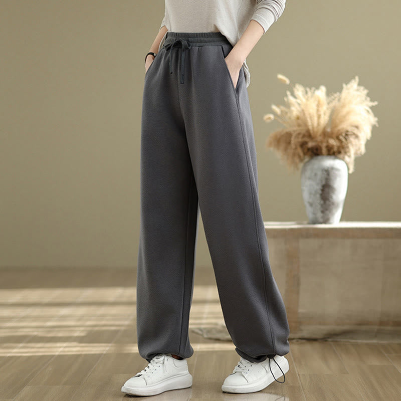 Pantaloni casual da donna in cotone a gamba dritta con tasche Buddha Stones - image 4